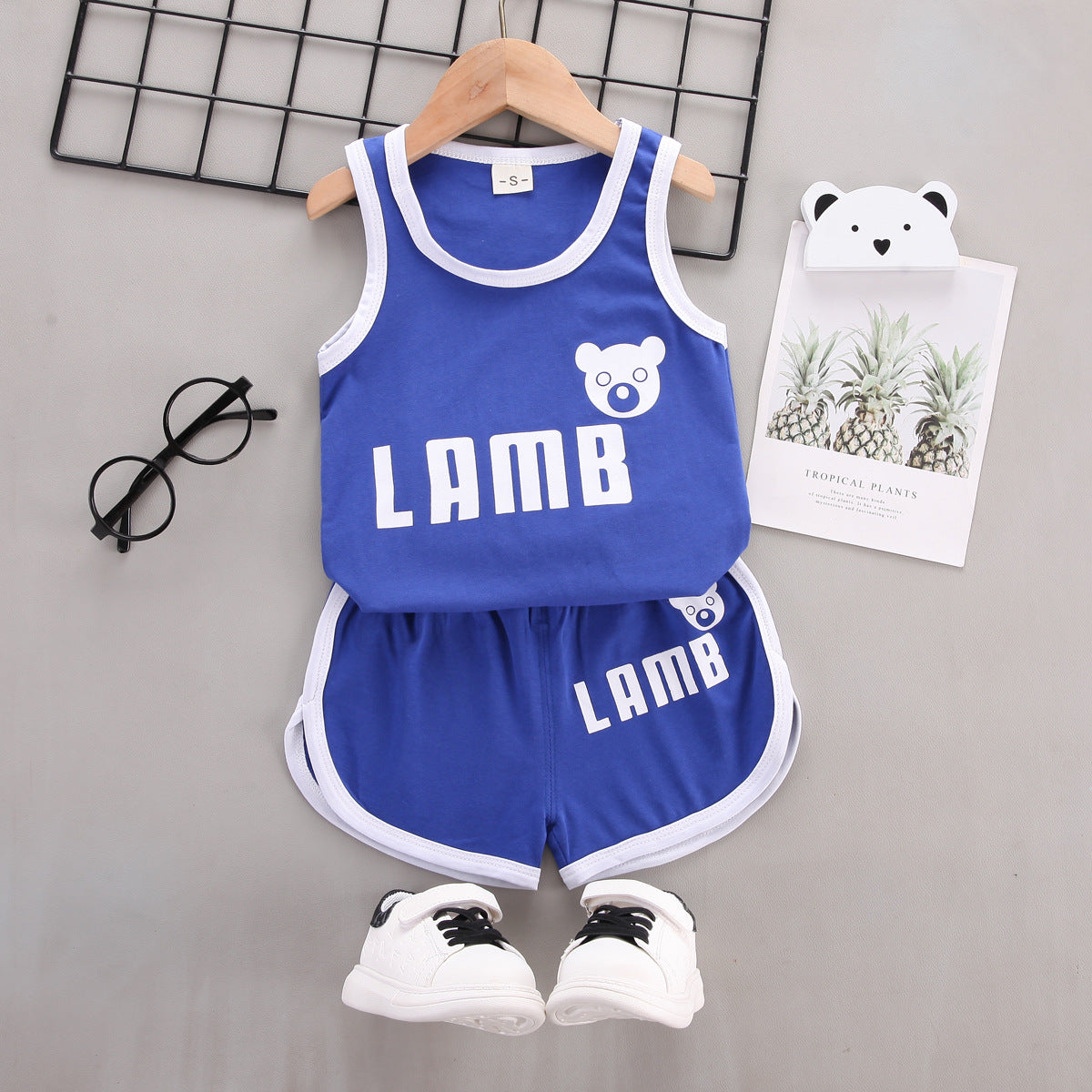Wholesale 2023 Kids Summer Letter Print Thin Sports Two-Piece Set